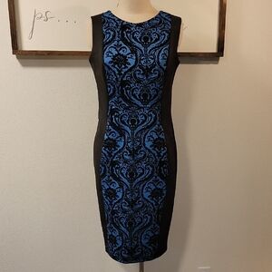 NWOT, ENFOCUS STUDIO, Elegant Blue and Black Sleeveless Dress